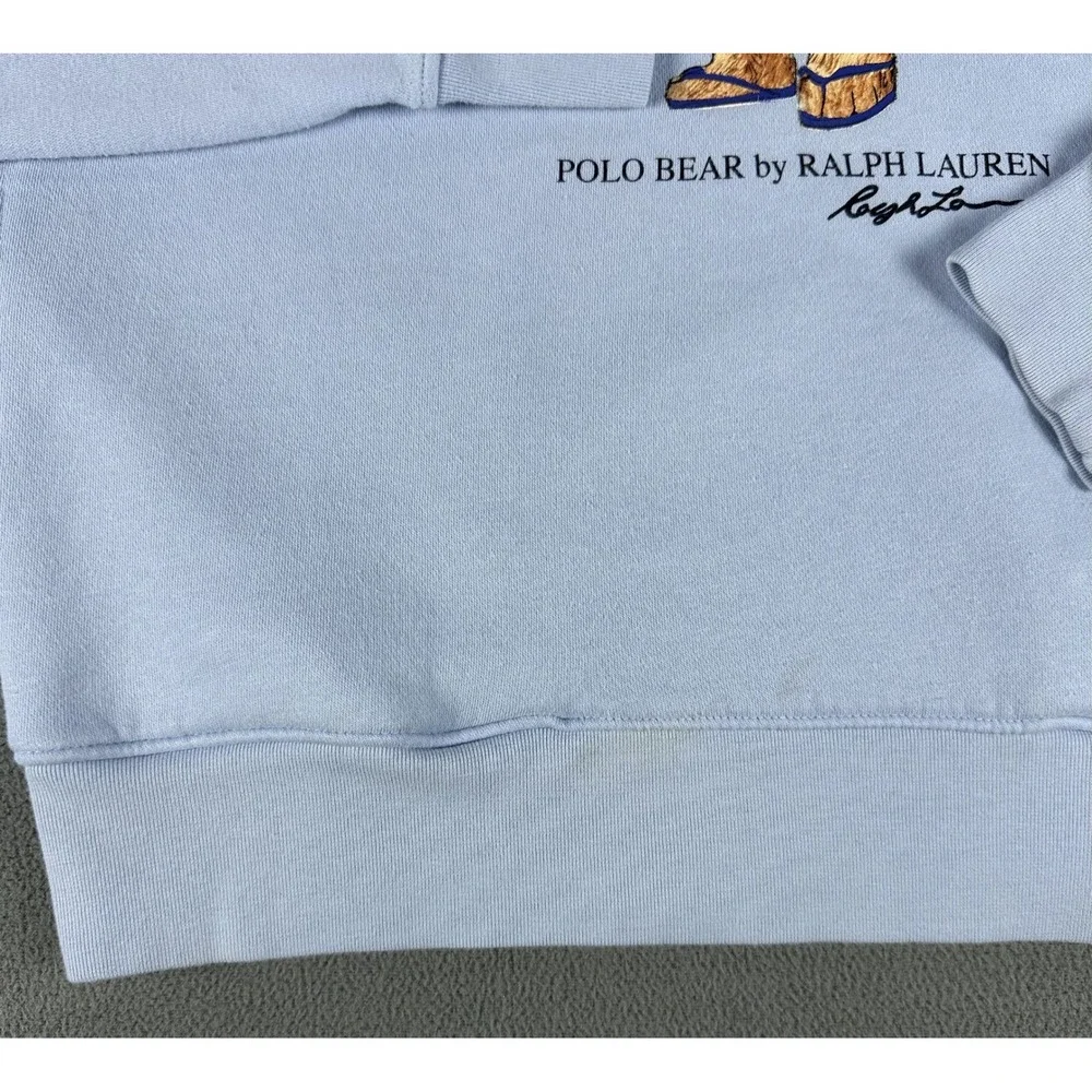 Polo Ralph Lauren Hoodie Small Blue Polo Bear Beach Heavyweight Fleece Pullover